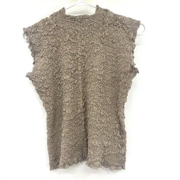 Zara Wrinkle Effect Knit Top in Beige Women's Medium - Picture 4 of 4